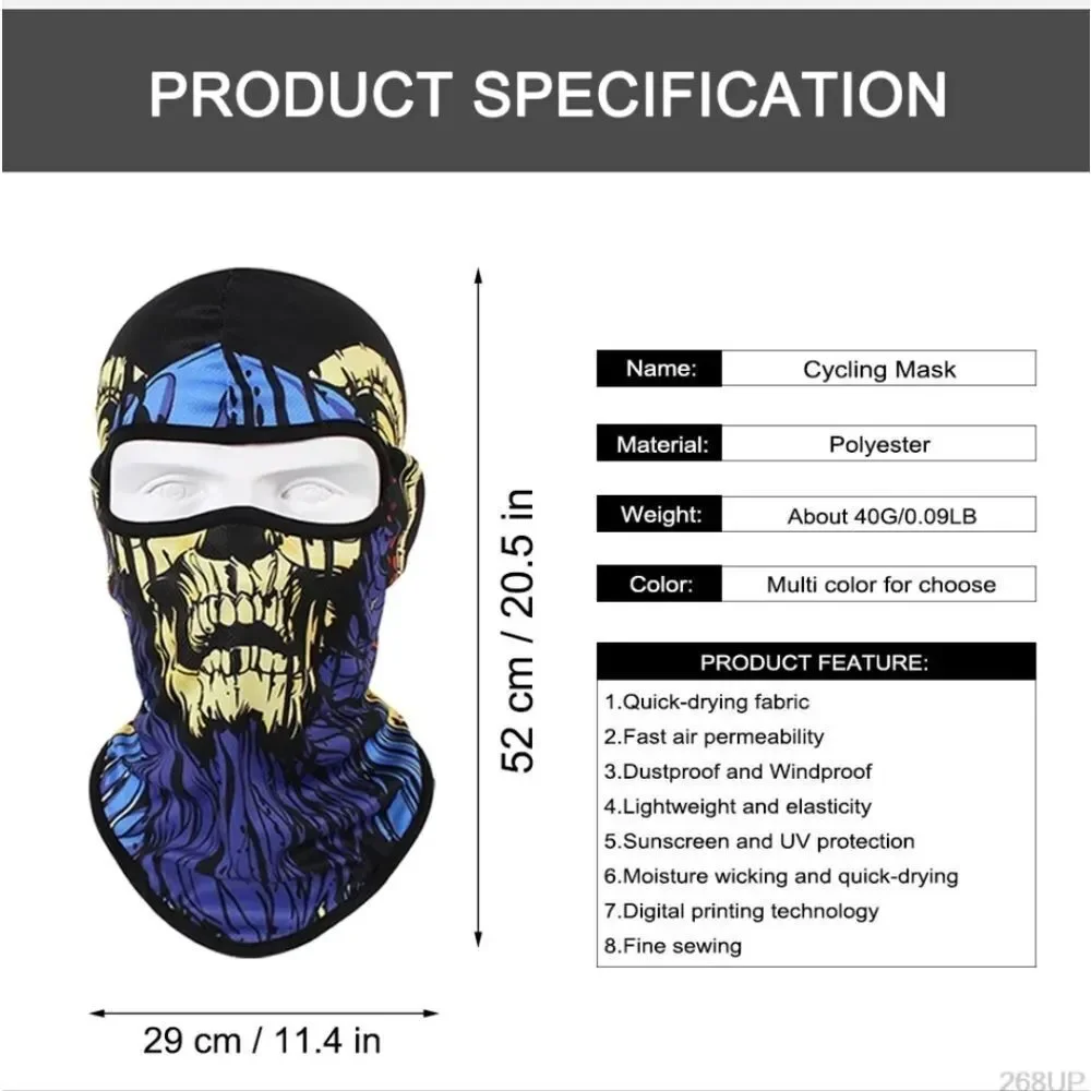 Tactical Skull Ghost Printed Full Face Mask Balaclava Halloween Ski Motorcycle